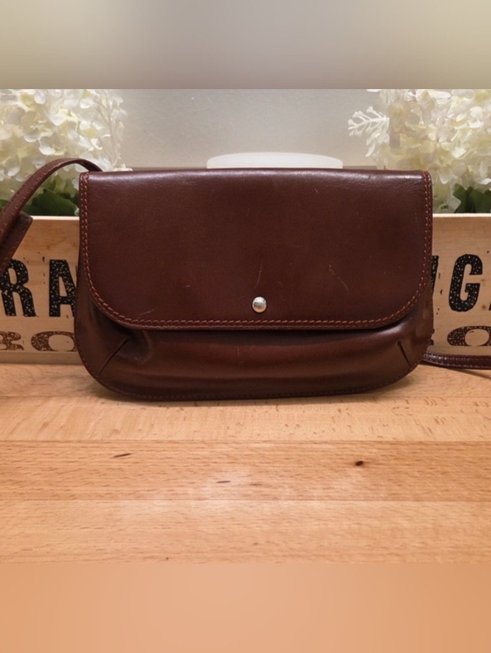 Hobo The Original 100% Genuine Leather Brown Crossbody Slim Hobo Bag